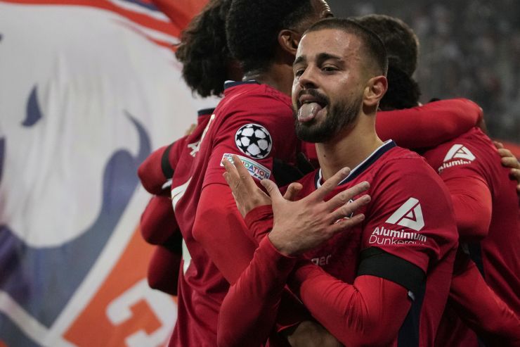 Zhegrova esulta dopo il gol del Lille in Champions 