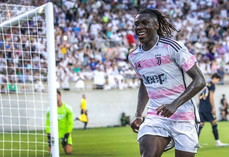 Kean esulta con la maglia della Juventus