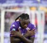 Moise Kean esulta dopo un gol con la Fiorentina